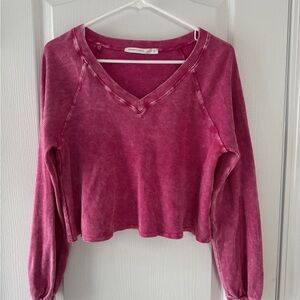 Altar'd State Fuchsia V-Neck Crop Top